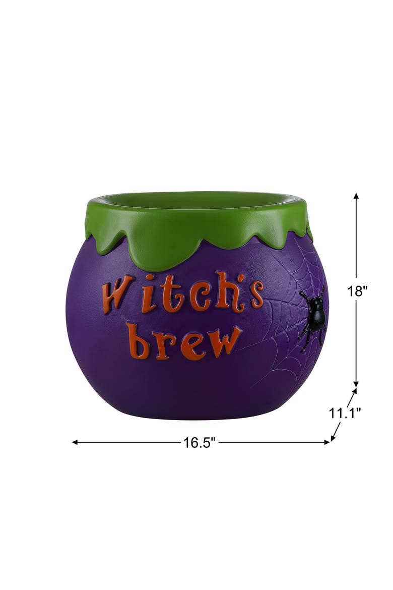 14 in. Cauldron Lit Blow Mold Candy Bowl, Alternate, color, Multicolor