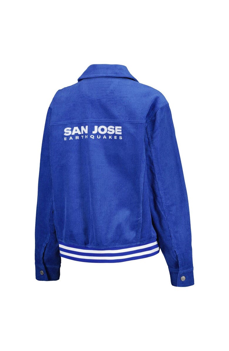 THE WILD COLLECTIVE Women's The Wild Collective Blue San Jose Earthquakes Corduroy Button-Up Jacket, Alternate, color, Blue