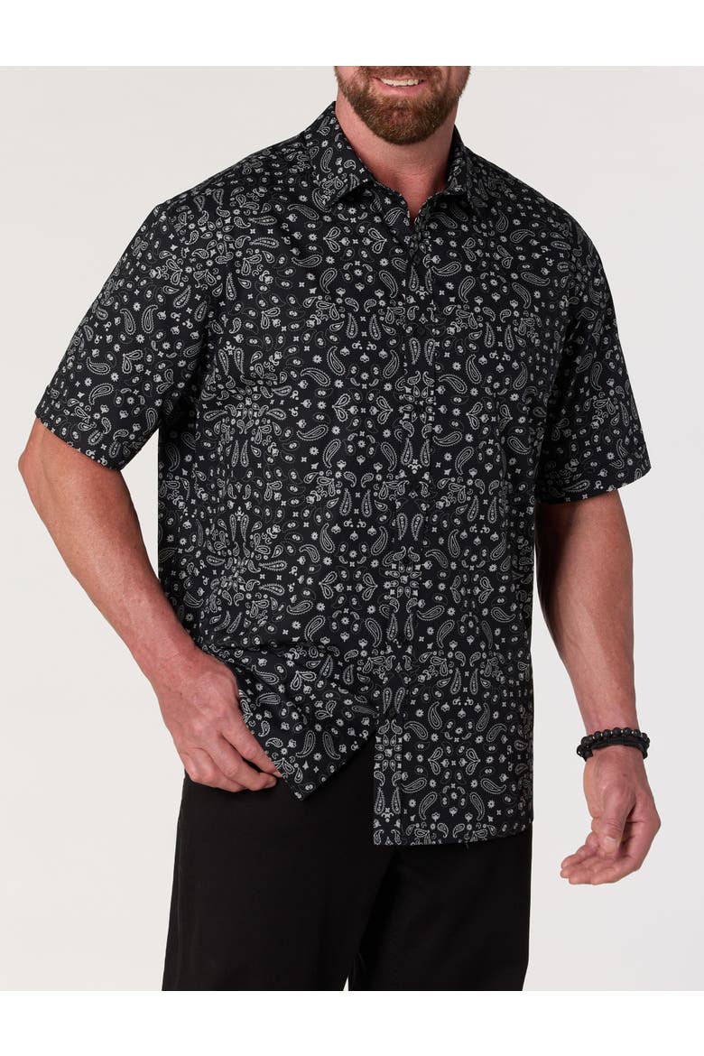 Big & Tall Bandana Print Sport Shirt V2, Main, color, BLACK