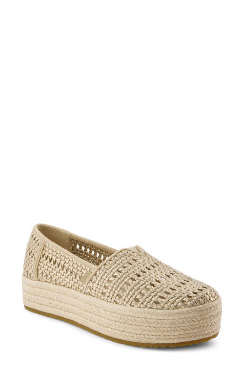 Shop Toms Valencia Platform Espadrille In Gold Crochet
