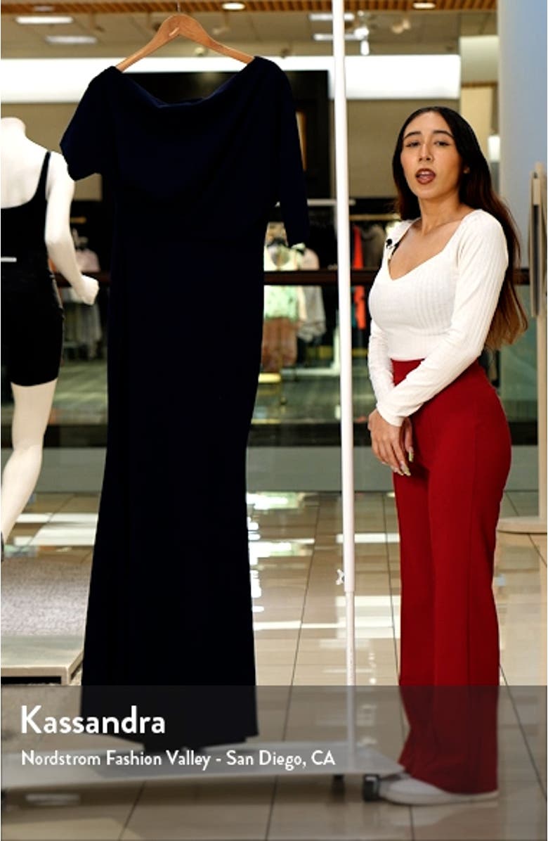 One-Shoulder Crepe Scuba Trumpet Gown