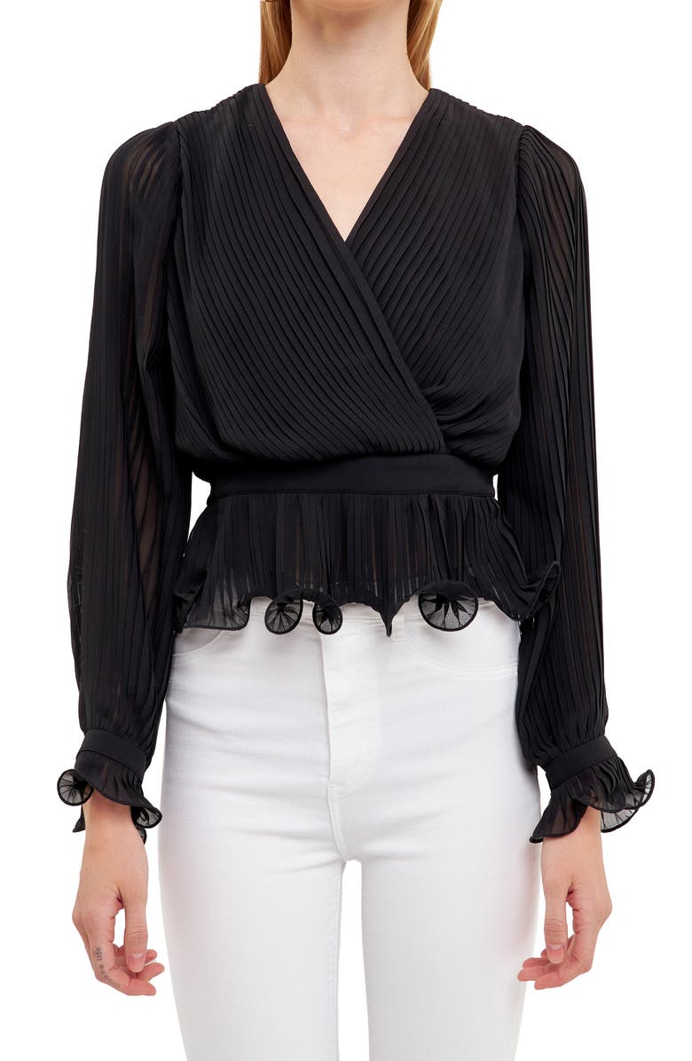 Endless Rose Surplice Pleated Blouse, Alternate, color, 