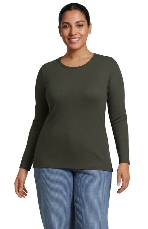 Plus Size Long Sleeve Micro Rib T-Shirt