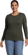 Lands' End Plus Size Long Sleeve Micro Rib T-shirt