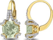 DELMAR Cushion Cut Semiprecious Stone Lever-Back Earrings