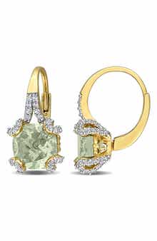 DELMAR Cushion Cut Semiprecious Stone Lever-Back Earrings