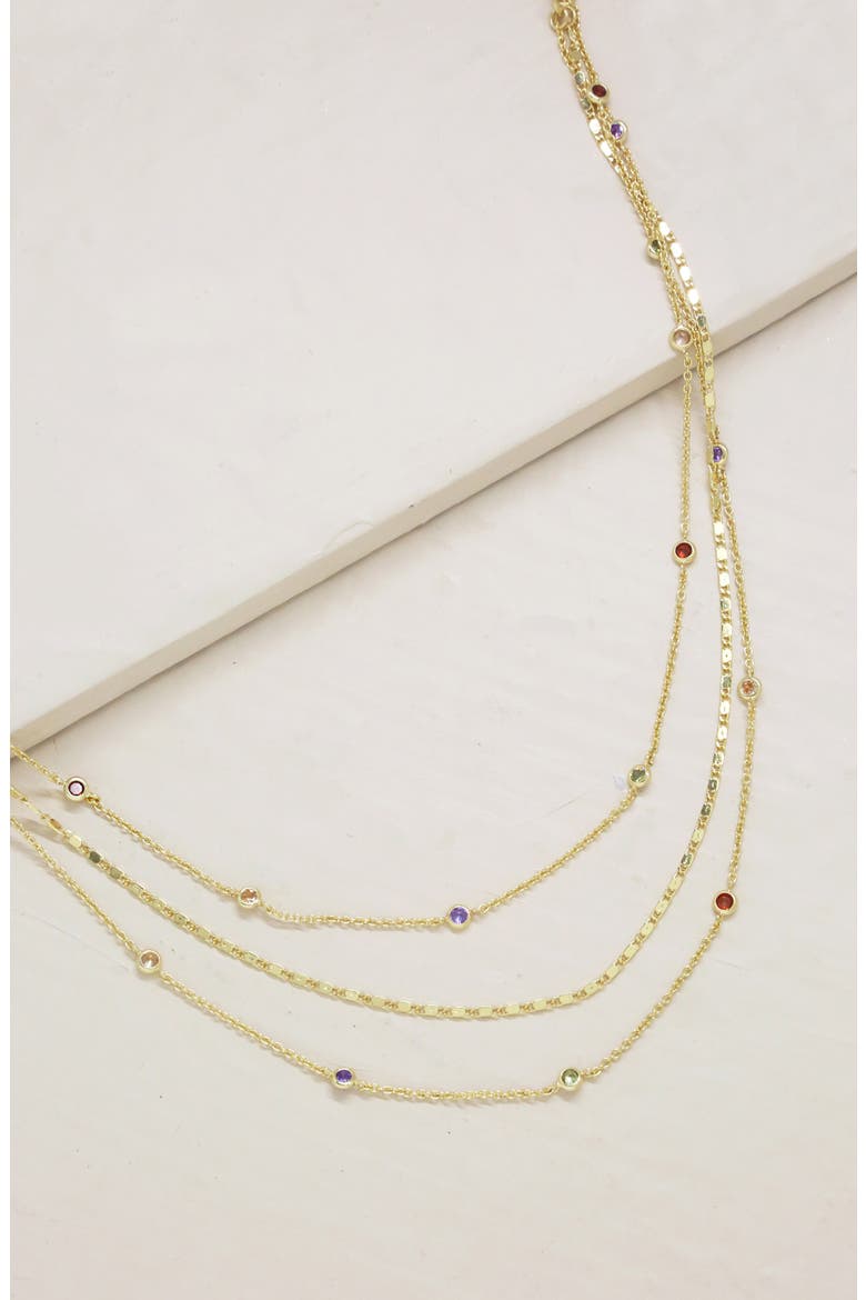 Rainbow Layered Necklace, Alternate, color, GOLD