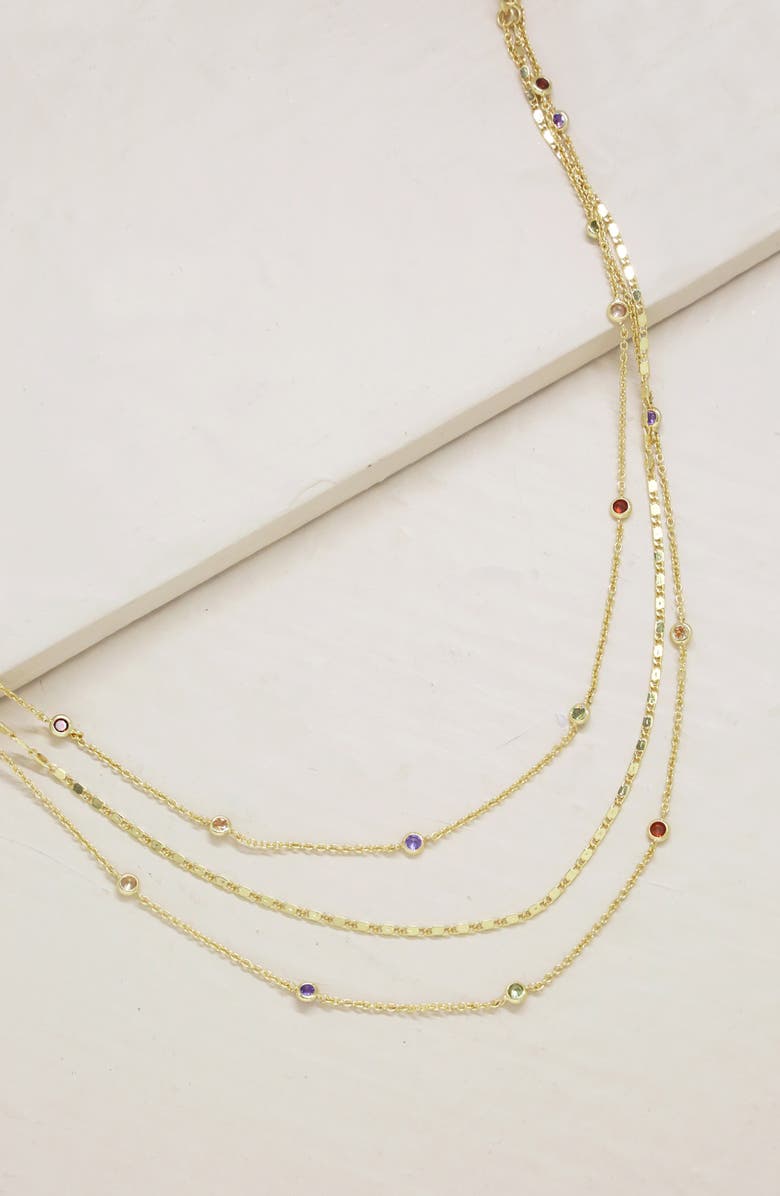Ettika Rainbow Layered Necklace, Alternate, color, Gold