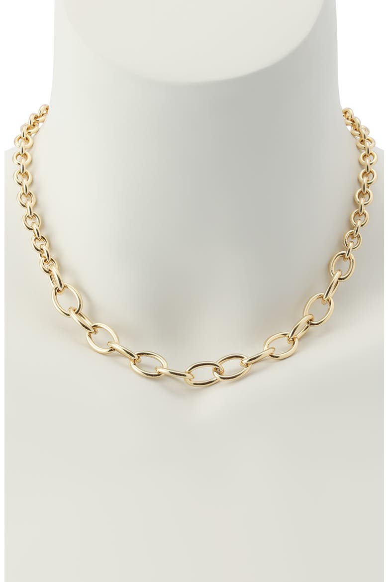 Mixed Link Chain Necklace, Alternate, color, SHINY GOLD