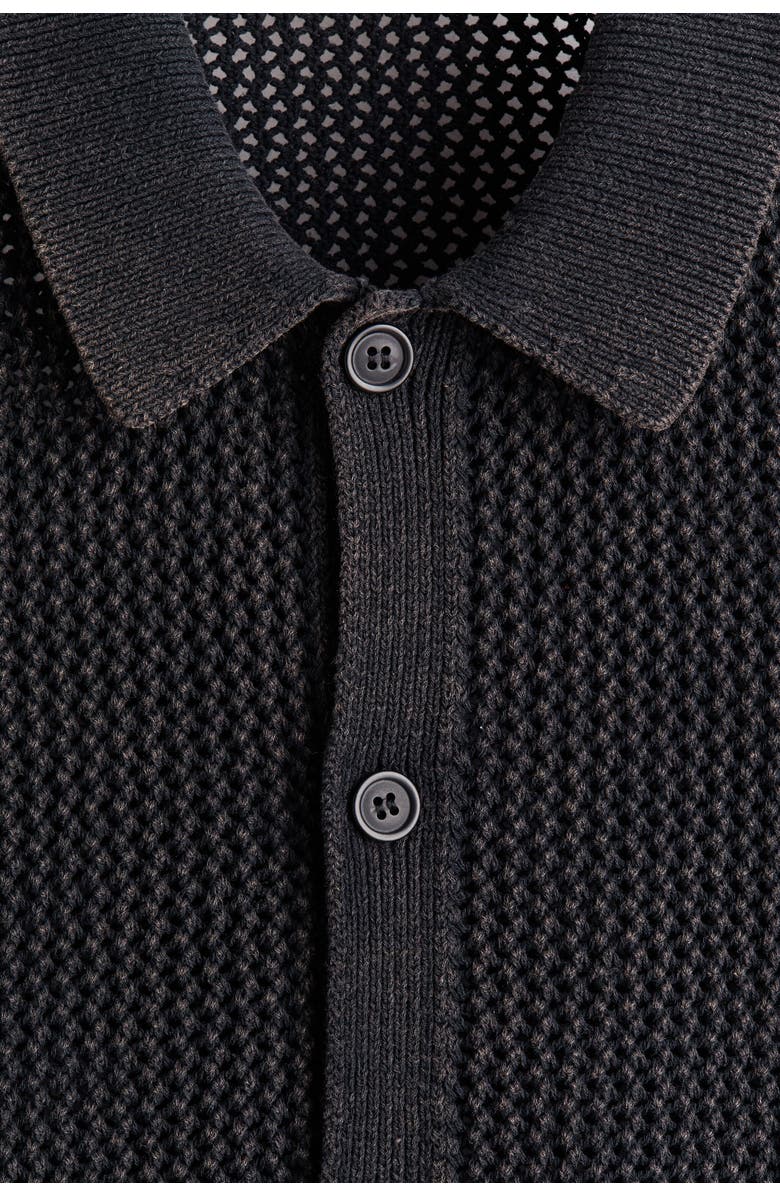 H&M Relaxed Fit  Hole-knit Shirt, Alternate, color, Black