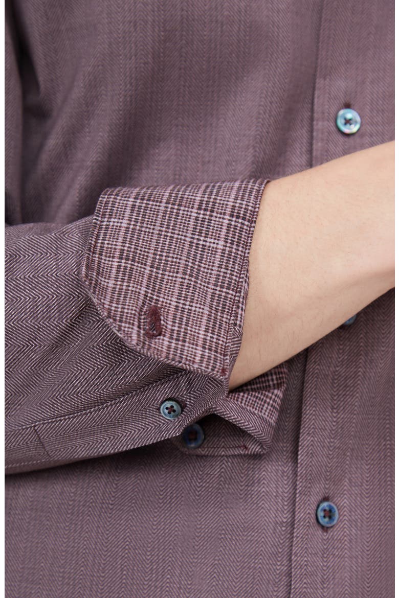 Jimmy OoohCotton® Herringbone Button-Up Shirt, Alternate, color, CABERNET