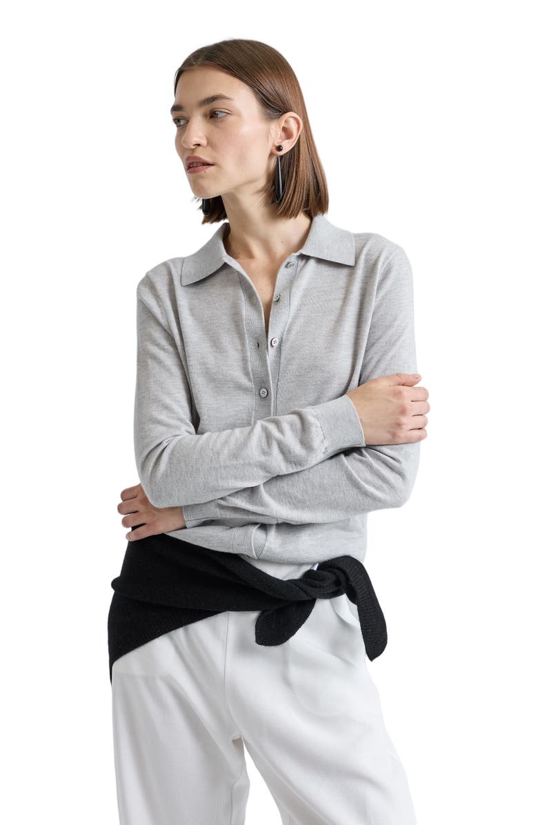 Almina Concept Button Up Knit Top, Main, color, Grey