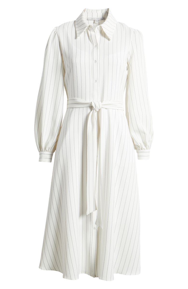 Julia Jordan Pinstripe Long Sleeve Midi Shirtdress, Alternate, color, Ivory