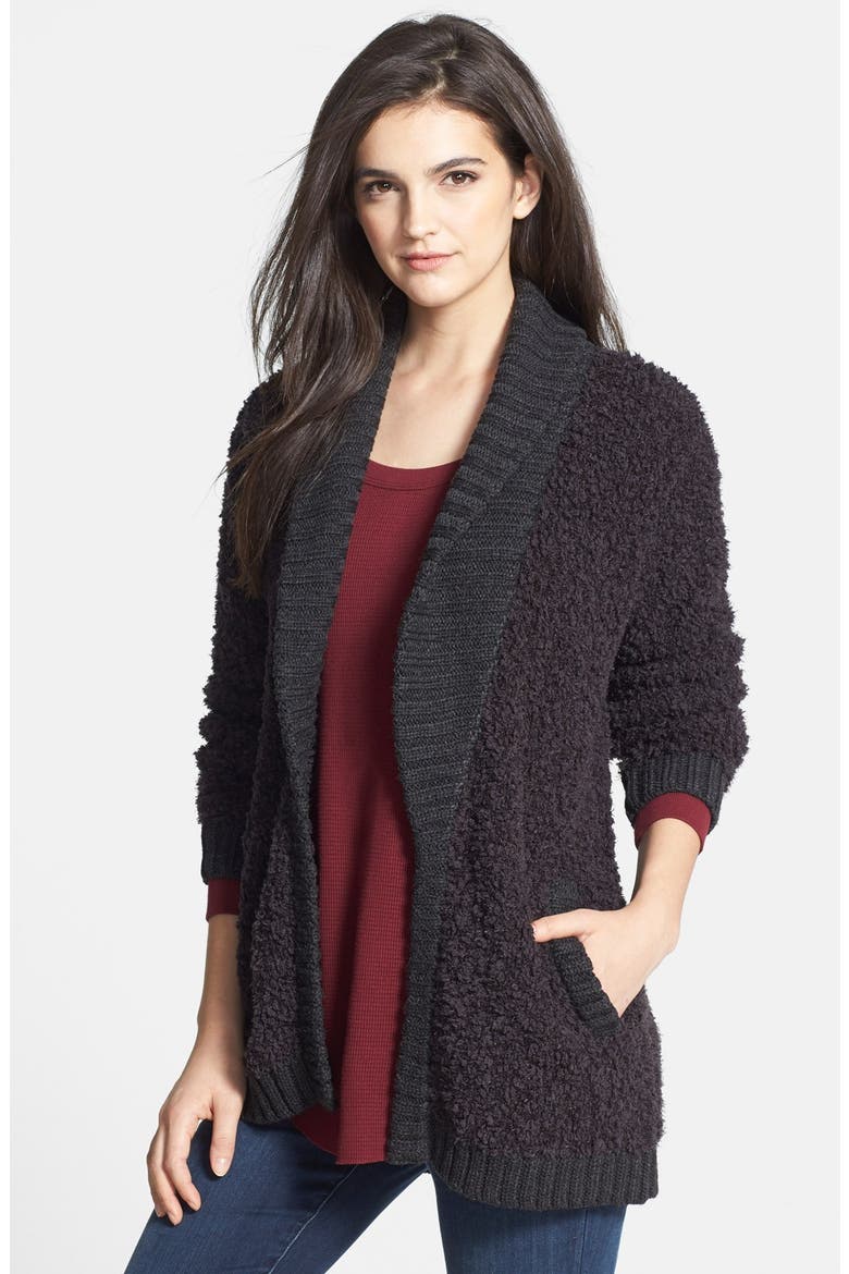 'Poodle' Shawl Collar Cardigan, Main, color, HEATHER DARK CHARCOAL