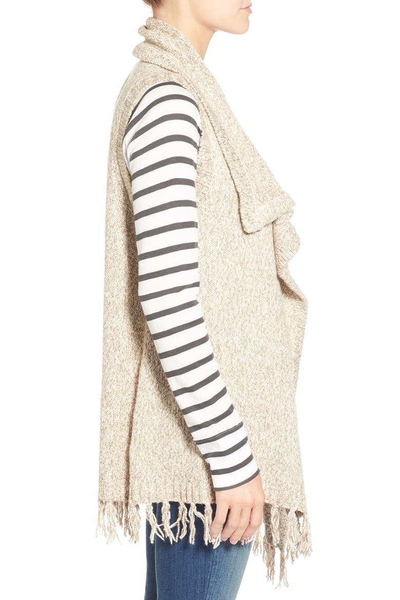 Drape Front Long Vest, Alternate, color, MUSHROOM MULTI