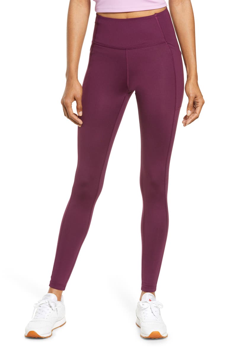 High Waist Pocket Leggings, Main, color, PLUM