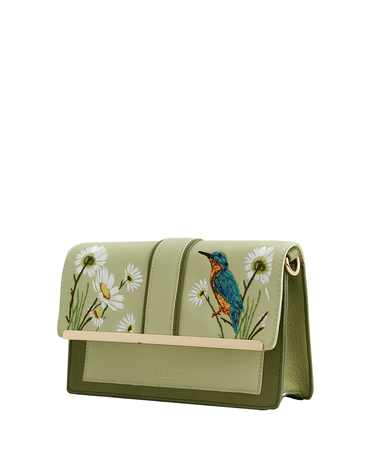 Fable England Embroidered Kingfisher Cross Body Bag, Alternate, color, Pastel Green
