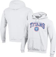 Champion Men's Champion White Tennessee Titans Powerblend Arch over Logo Hoodie
