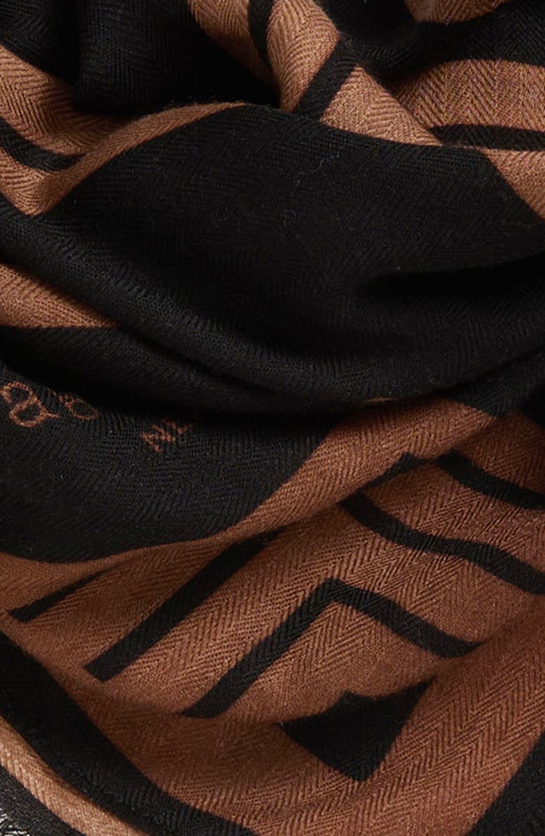 rag & bone Harlow Geo Stripe Wool Scarf, Alternate, color, Dark Espresso