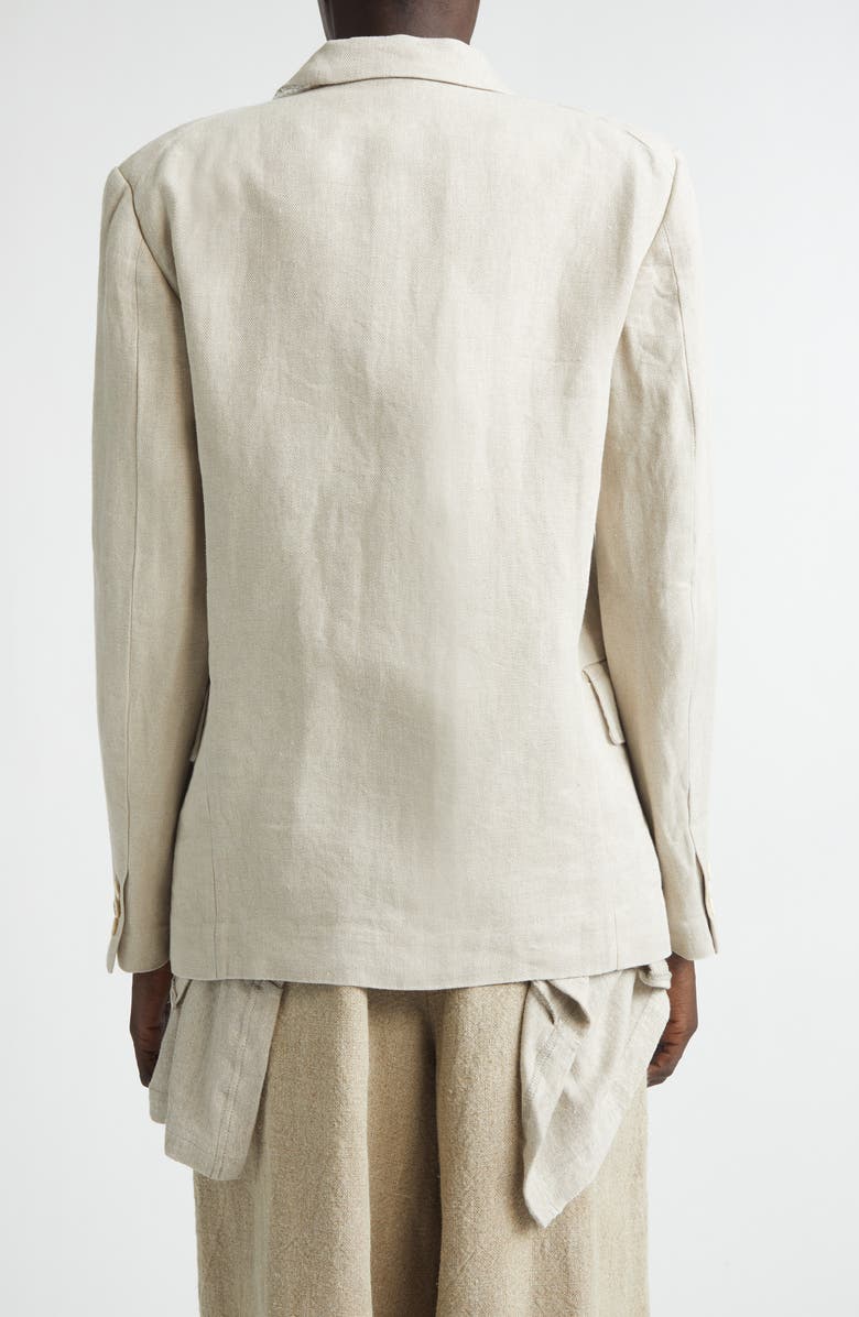 Comme des Garçons Deconstructued Single Breasted Linen Herringbone Blazer, Alternate, color, Ecru X Off-White