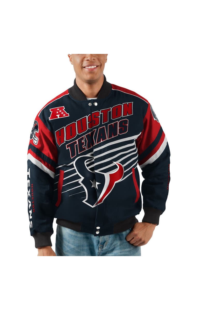 G-III SPORTS BY CARL BANKS Men's G-III Sports by Carl Banks Navy/Red Houston Texans Extreme Strike Cotton Twill Full-Snap Jacket, Alternate, color, 