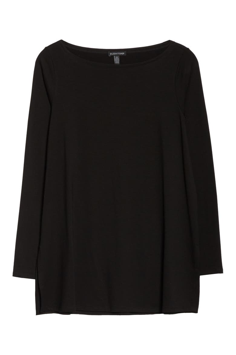 Bateau Neck Tunic, Alternate, color, BLACK