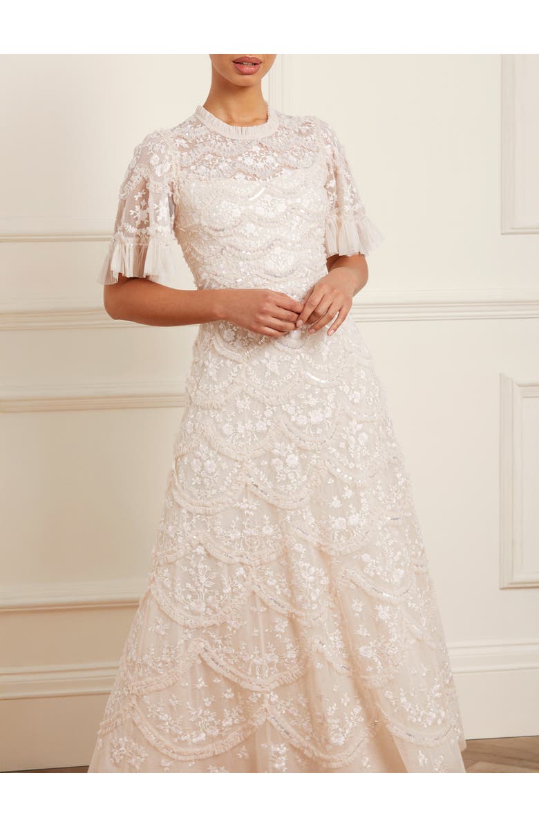 Needle & Thread Lily Bloom Embroidered Maxi Dress, Alternate, color, Cream