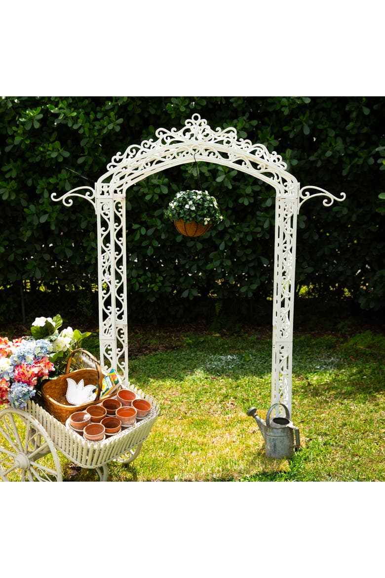 18-in UV Resistant Artificial Gardenia Hanging Basket, Alternate, color, Green/White