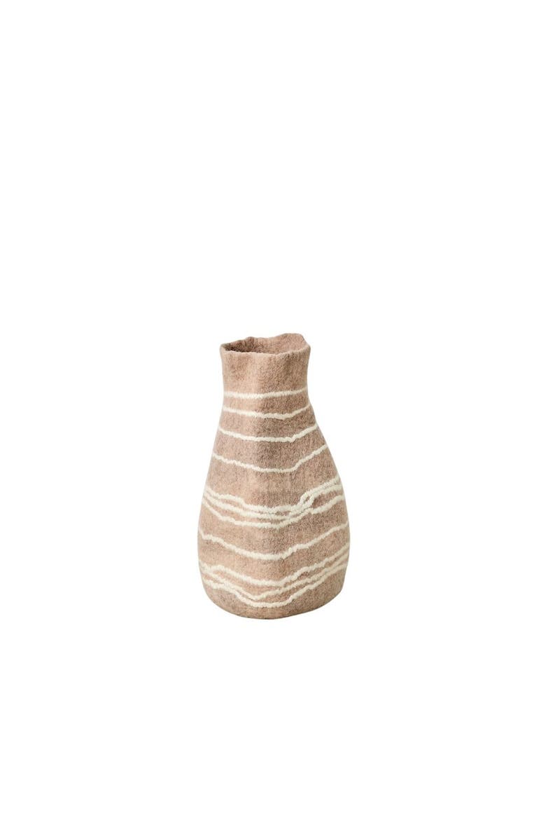 Tribal Lines Dusty Rose Pink Wool Gourd Basket, Main, color, Dusty Rose