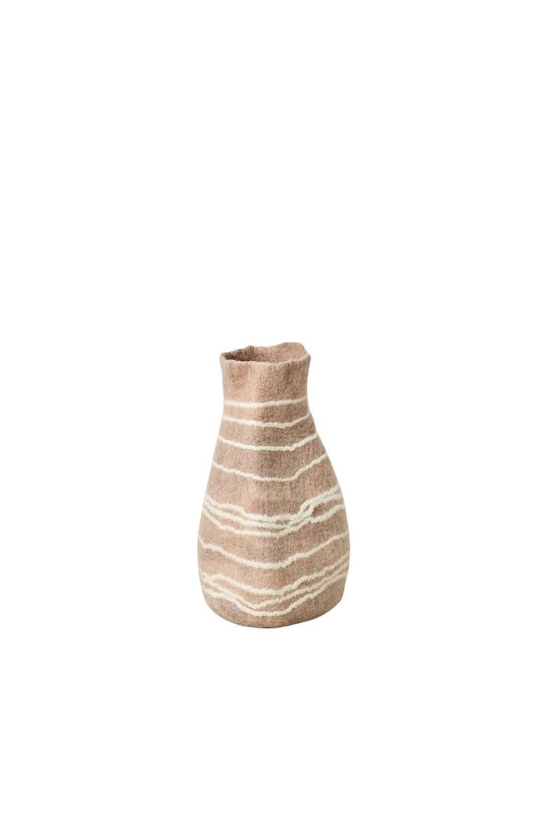 kanju Interiors Tribal Lines Dusty Rose Pink Wool Gourd Basket, Main, color, Dusty Rose