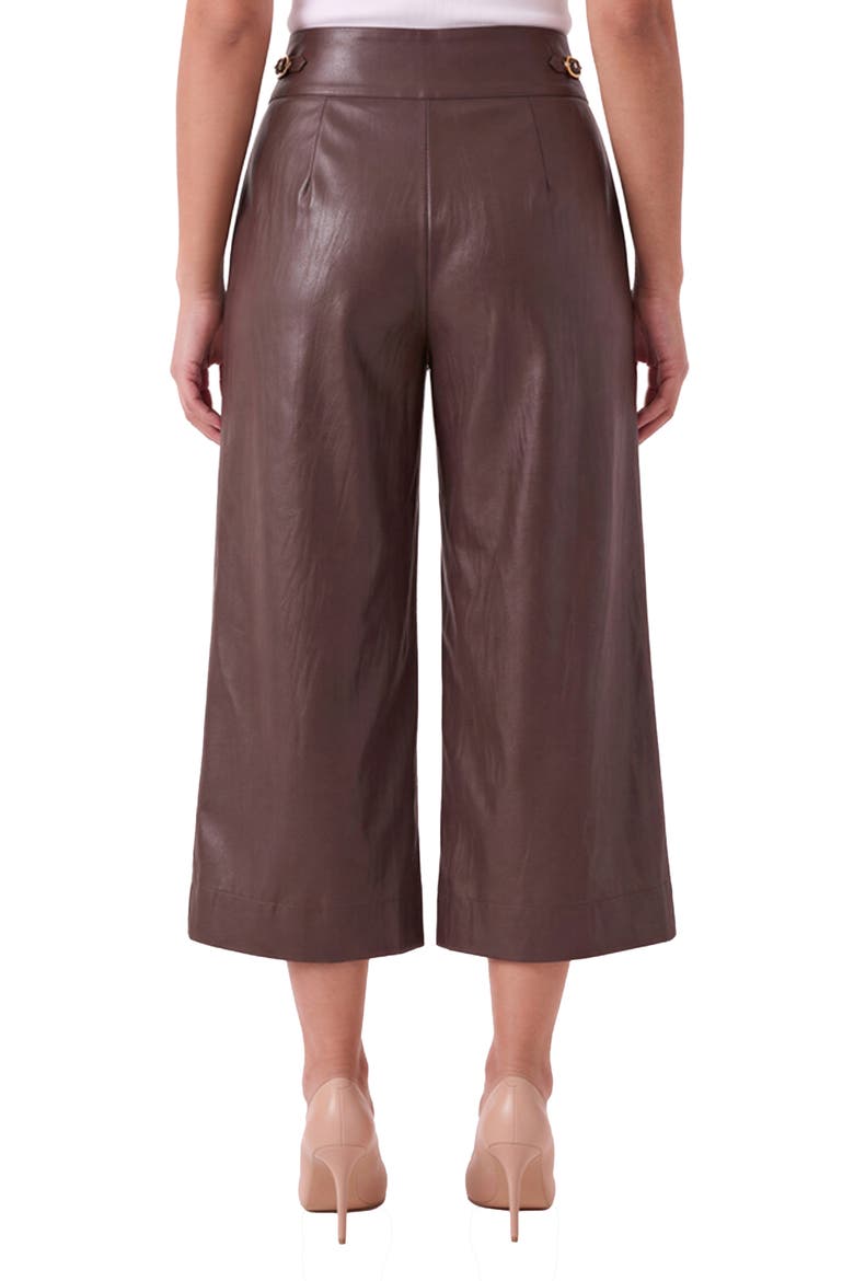 High Waist Wide Leg Faux Leather Culottes, Alternate, color, UMBER