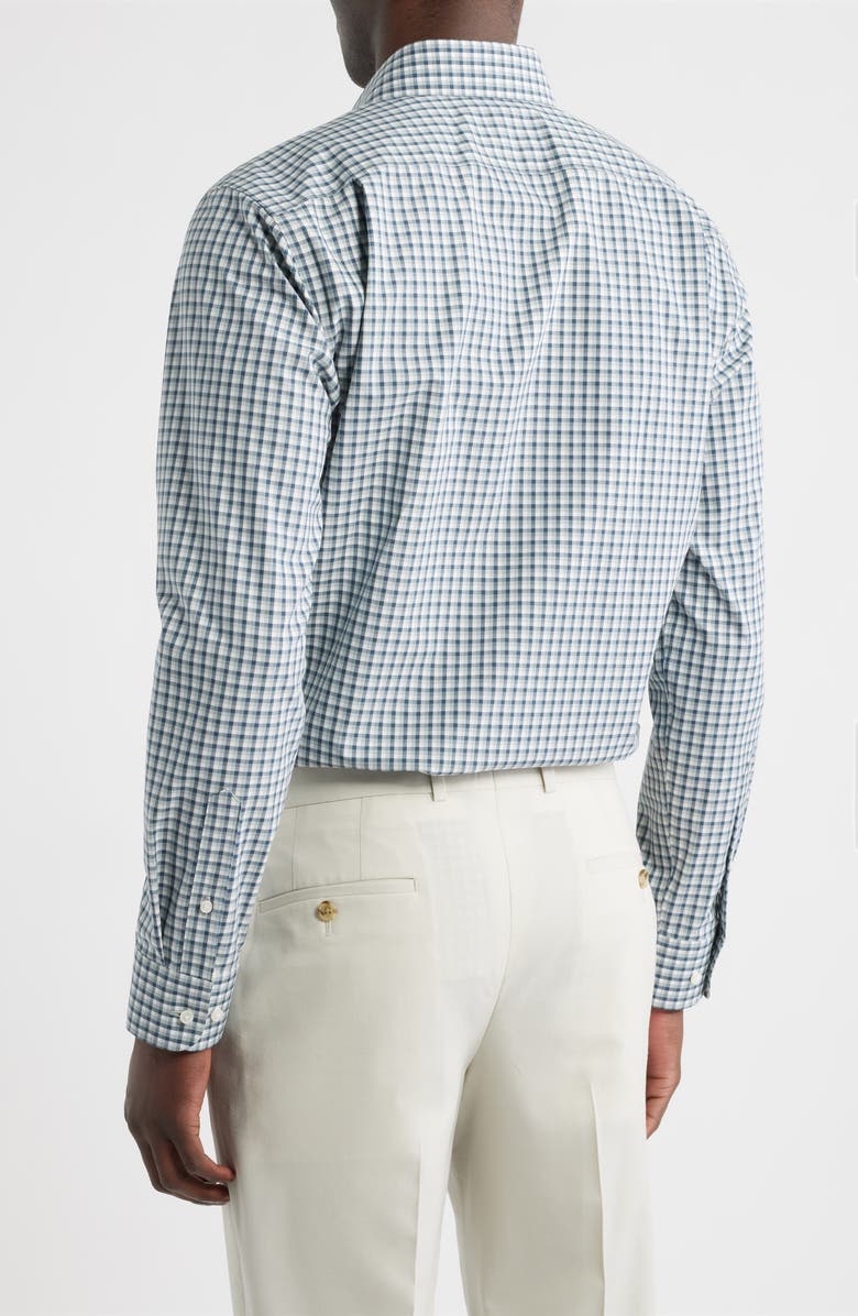 Nordstrom Ashborne Signature Trim Fit Check Dress Shirt, Alternate, color, Teal Ashborne Gingham
