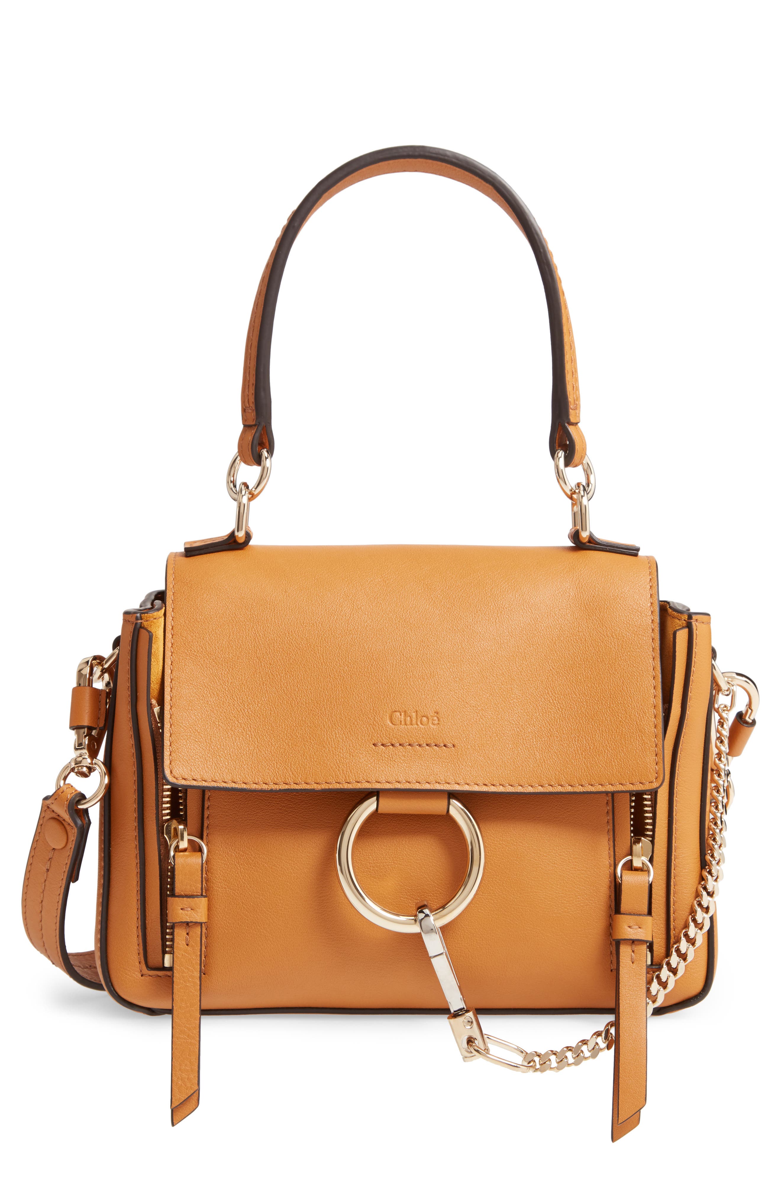 Mini Faye Day Leather Crossbody Bag, Main, color, AUTUMNAL BROWN