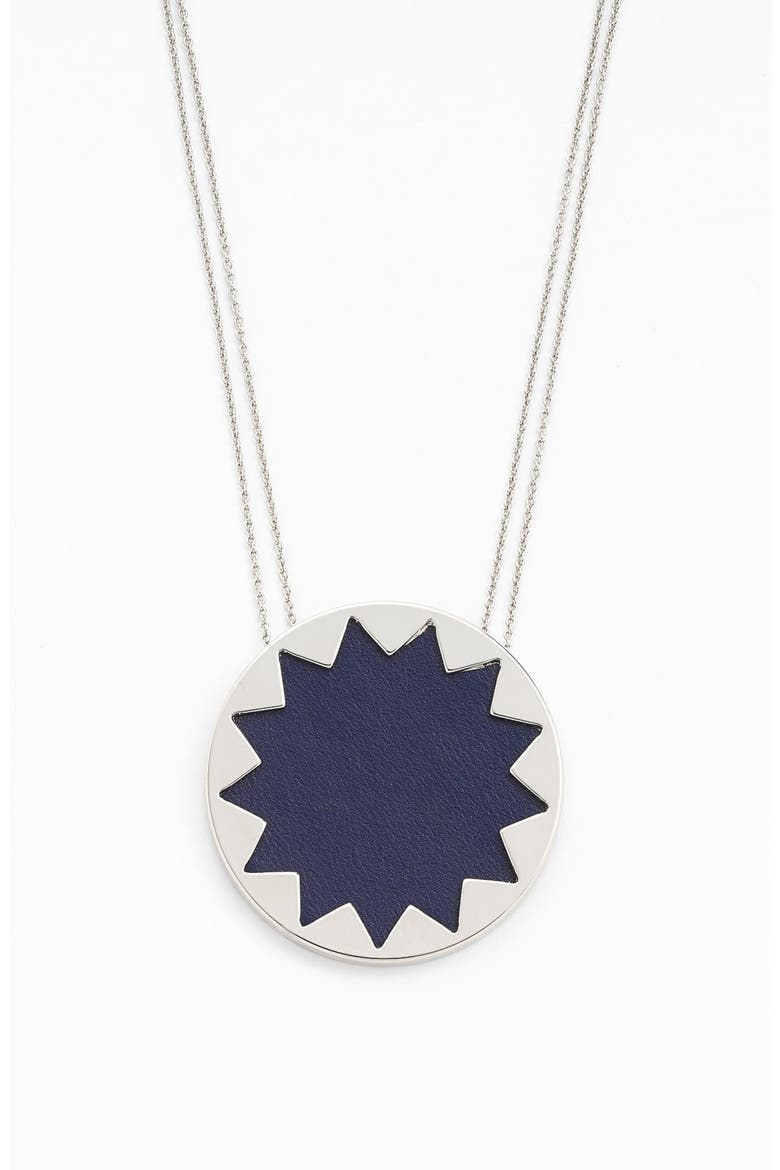 Sunburst Pendant Necklace, Alternate, color, NAVY/ SILVER