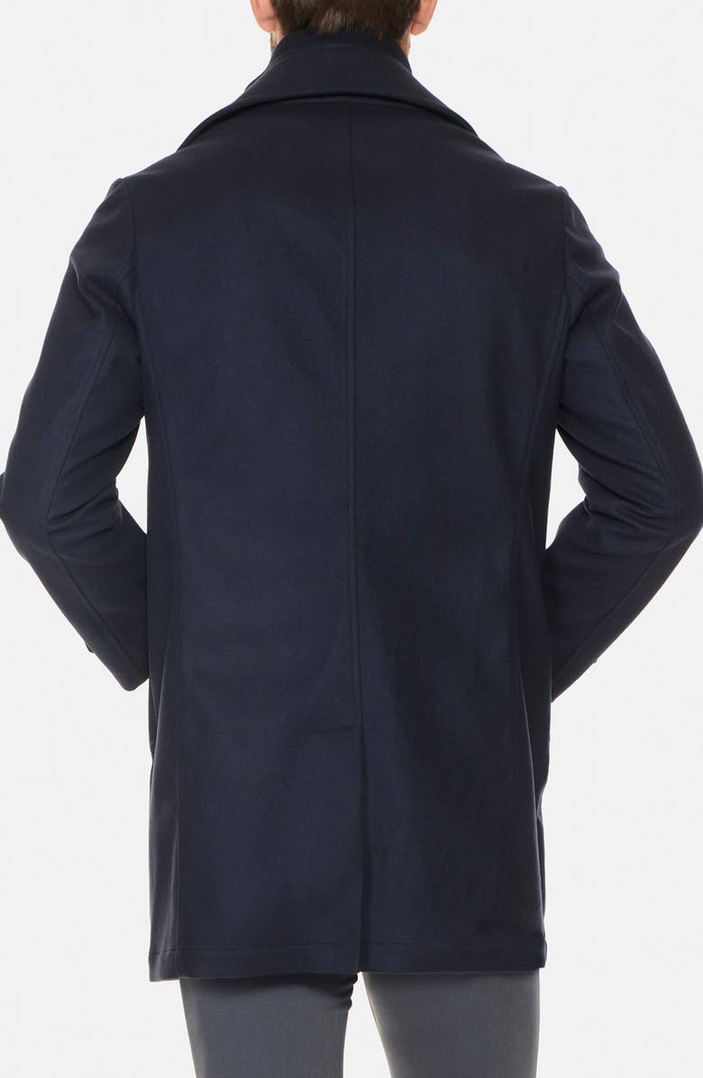 Norwegian Wool Euro Waterproof Wool & Cashmere Blend Coat with Removable Bib, Alternate, color, Navy