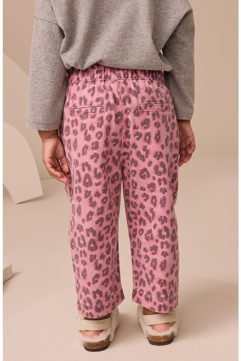 Kids' Leopard Print Drawstring Jeans, Alternate, color, PINK MULTI