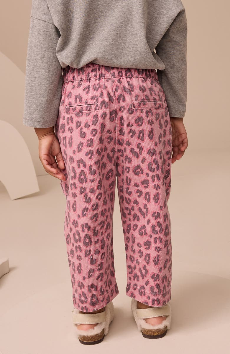 NEXT Kids' Leopard Print Drawstring Jeans, Alternate, color, Pink Multi