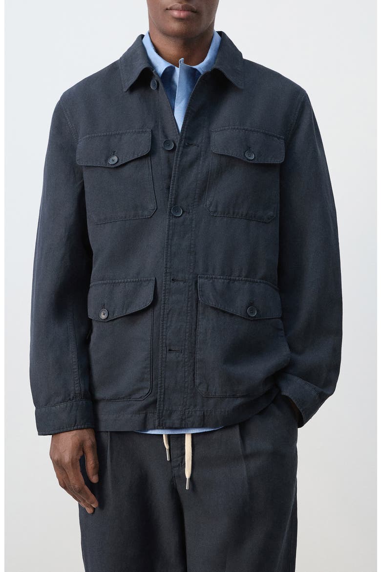 Button Front Chore Jacket, Main, color, NAVY