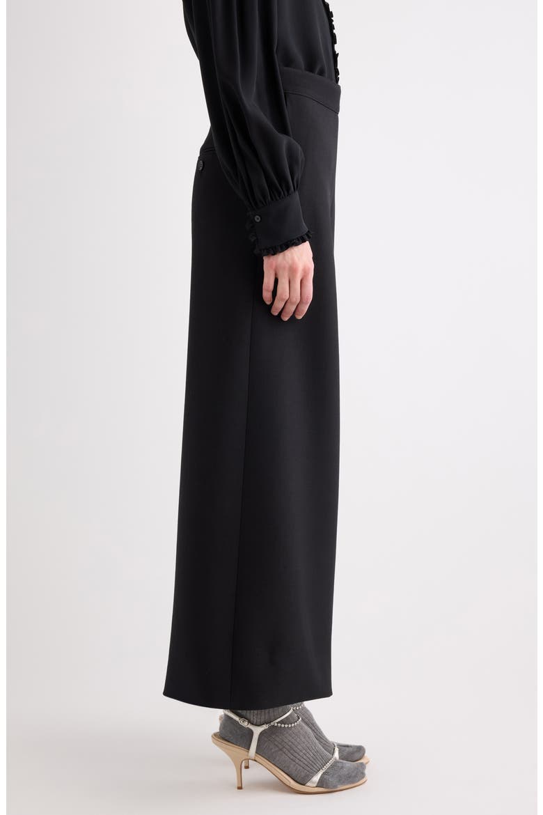 Virgin Wool Crêpe Crop Wide Leg Trousers, Alternate, color, BLACK