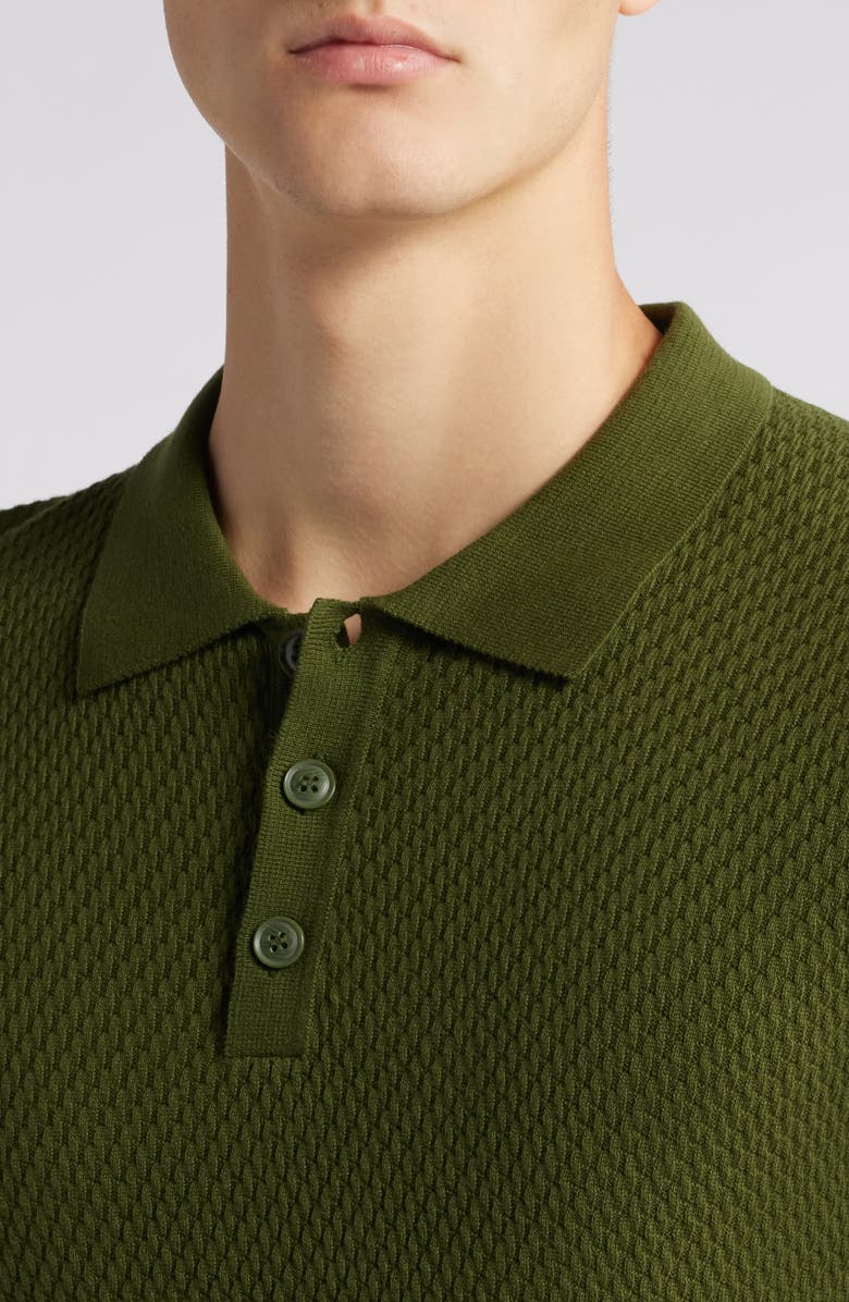 Schott NYC Basket Weave Cotton Knit Polo, Alternate, color, Olive