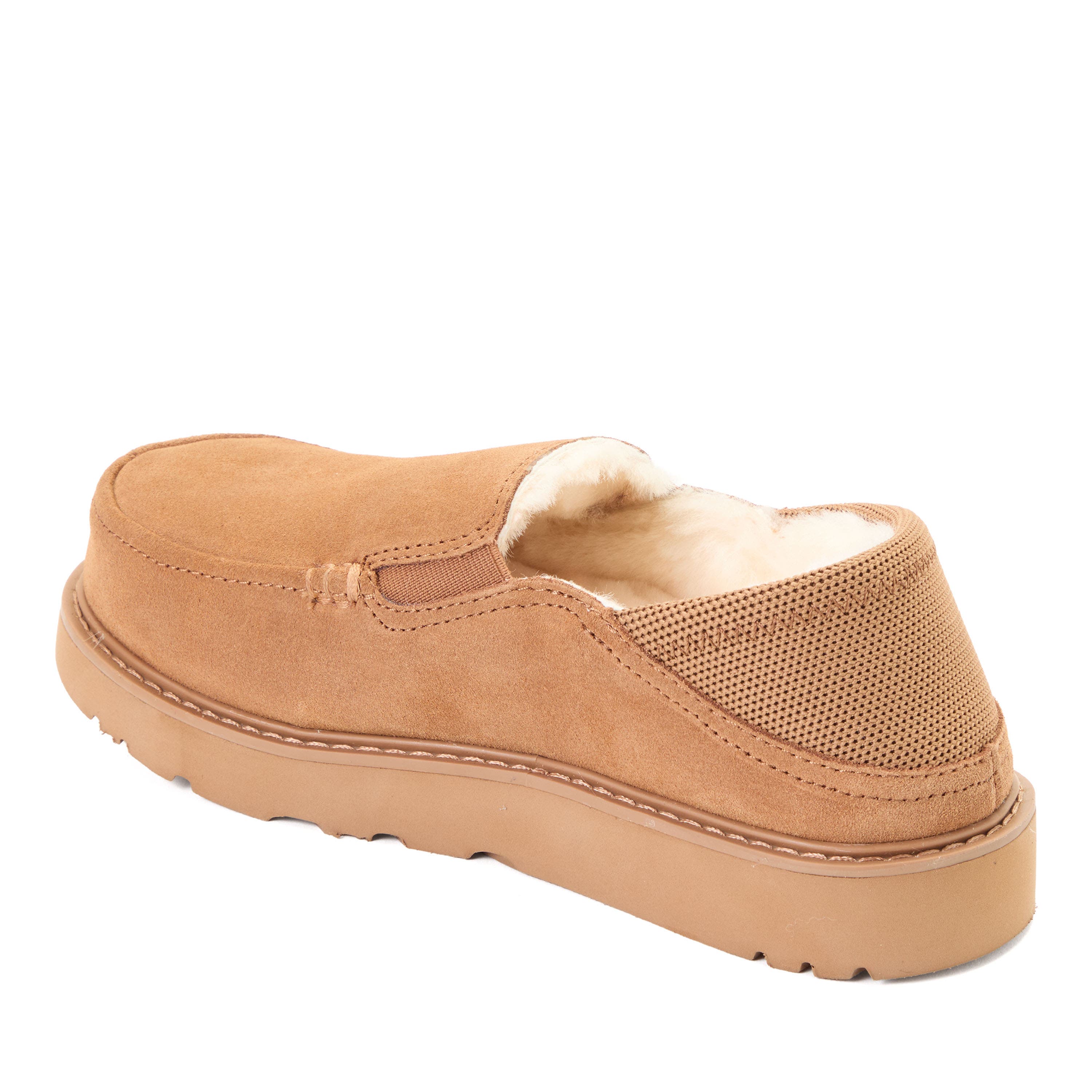 Fireside Suede Sport Knit Loafer Slippers, Alternate, color, Chestnut
