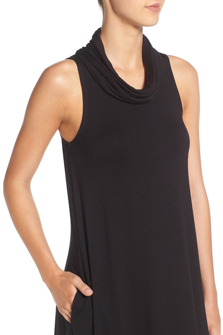 Cowl Neck Shift Dress, Alternate, color, BLACK