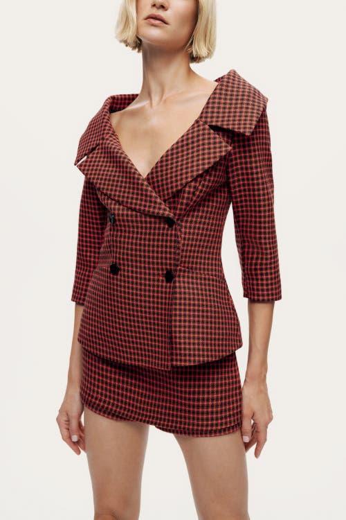 Nocturne Checked High-rise Mini Skort In Brown