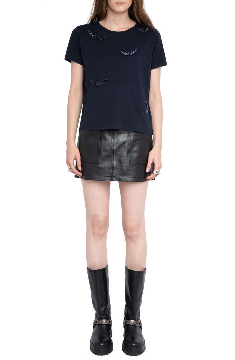 Zadig & Voltaire Beaded Wings Cotton T-Shirt, Alternate, color,