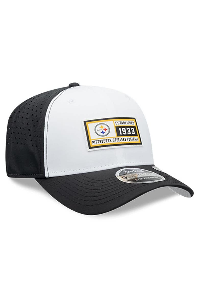 New Era Men's New Era  White/Black Pittsburgh Steelers Established Patch 9SEVENTY Adjustable Hat, Alternate, color, White
