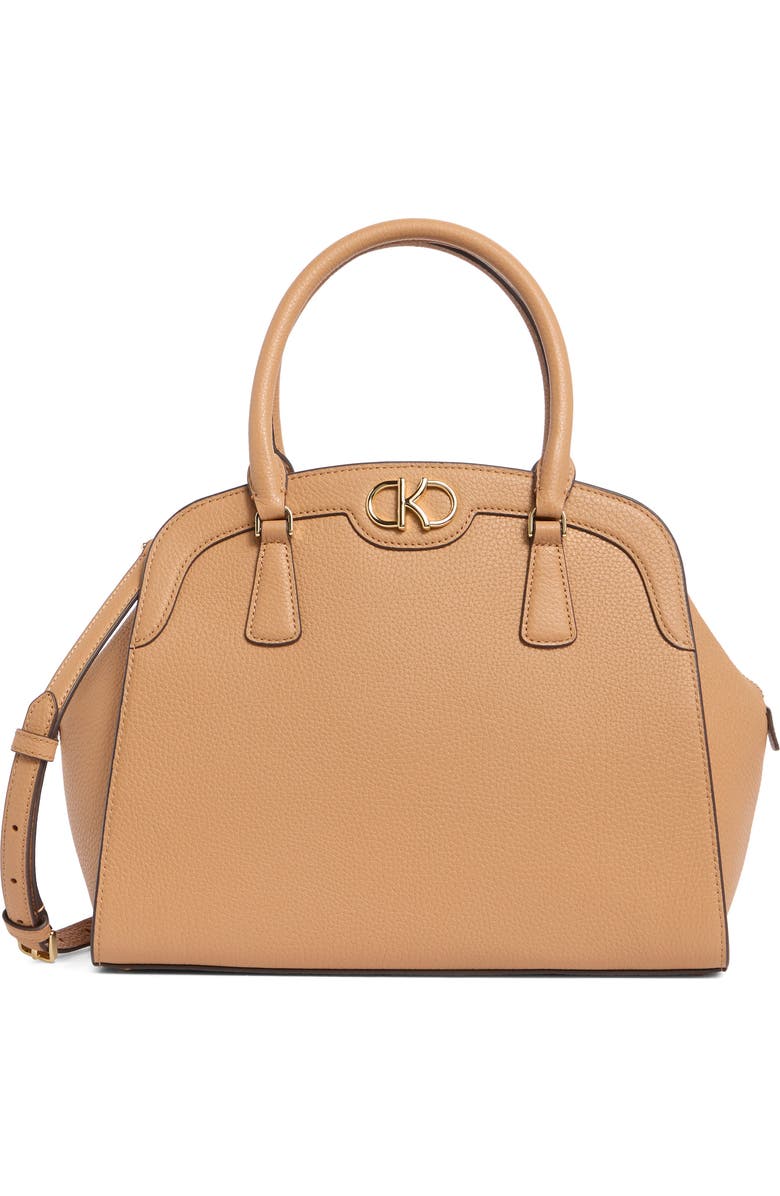 Kate Spade New York kyla pebble leather satchel bag, Main, color, Classic Saddle