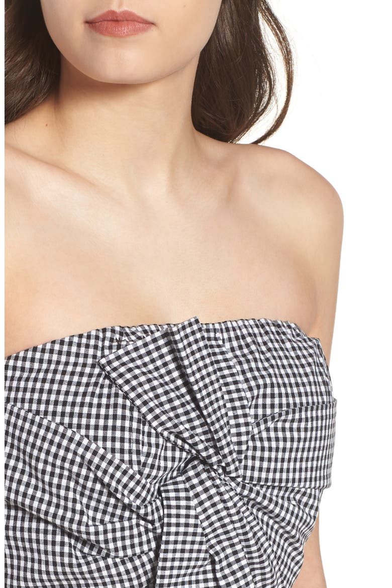 Strapless Gingham Dress, Alternate, color, BLACK GINGHAM STRIPE
