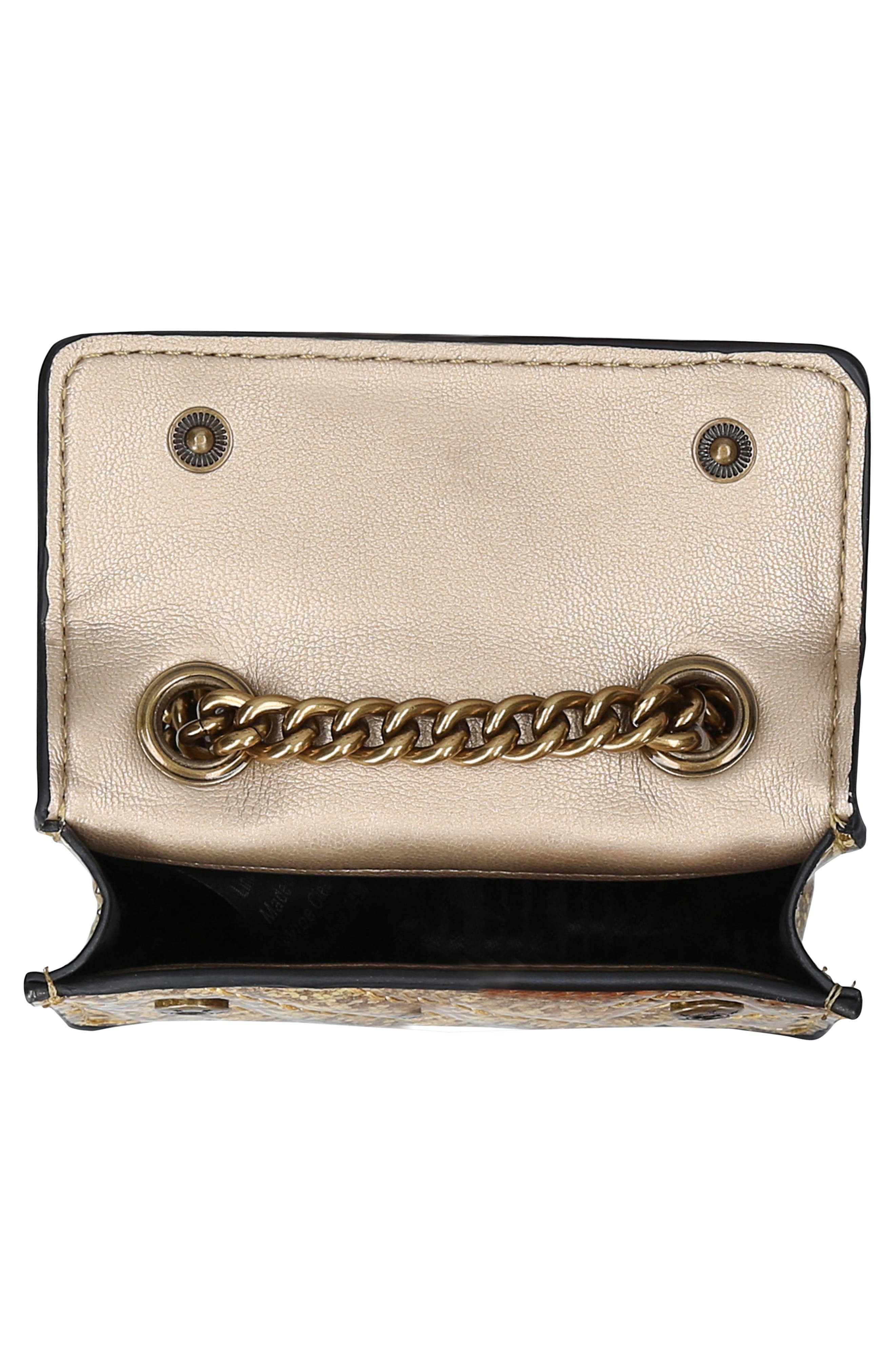 Micro Kensington Glitter Quilted Crossbody Bag, Alternate, color, GOLD