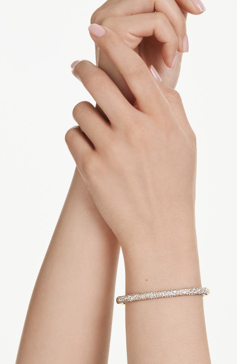 Swarovski Sublima Crystal Hinged Bangle Bracelet, Alternate, color, Gold