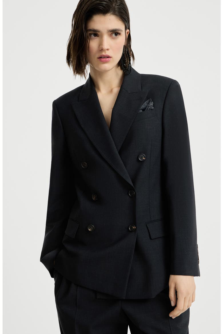 Tropical luxury wool blazer with monili, Alternate, color, Lignite
